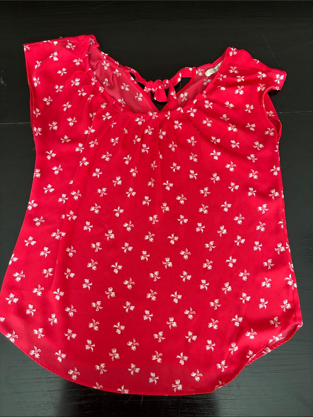 LC Lauren Conrad Red Floral Shell Top
